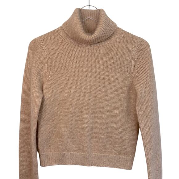 INTERMIX Wool & Mohair Pullover Turtleneck | Peach w/ Sparkly Thread Size Small - Picture 1 of 11